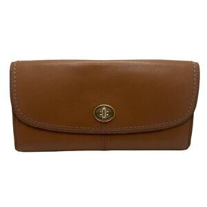 COACH Envelope Turnlock Tan Pebble Leather Wallet